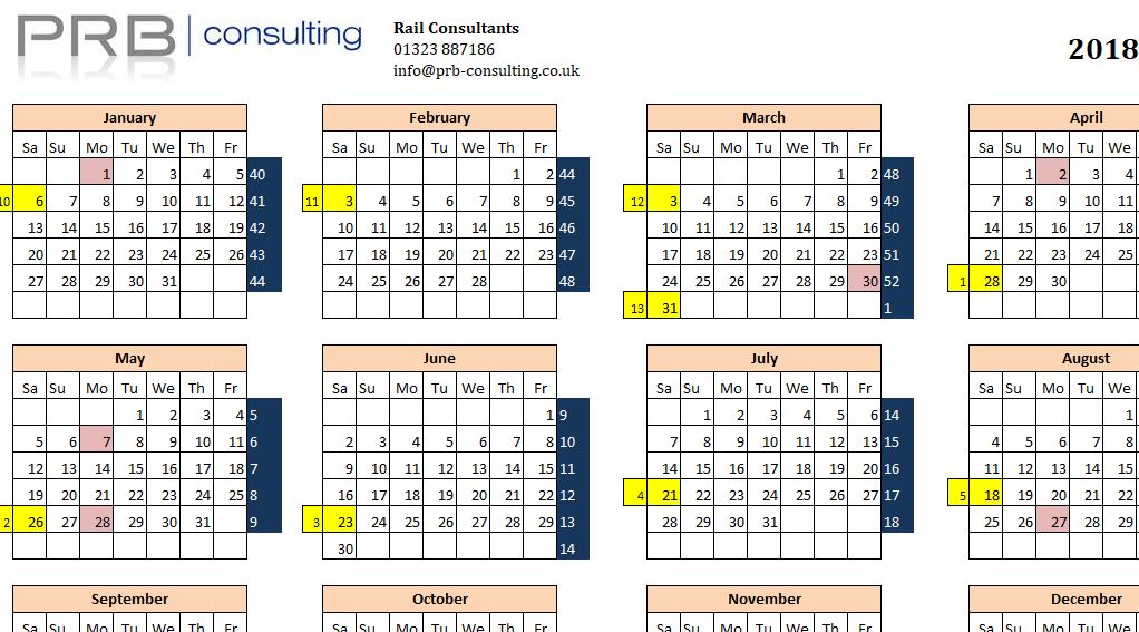 2018 Rail Calendar PRB Consulting